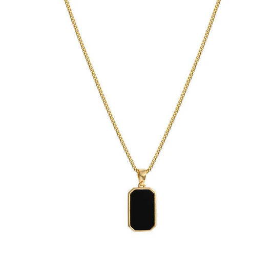 Minimalist Black Onyx Pendant Necklace