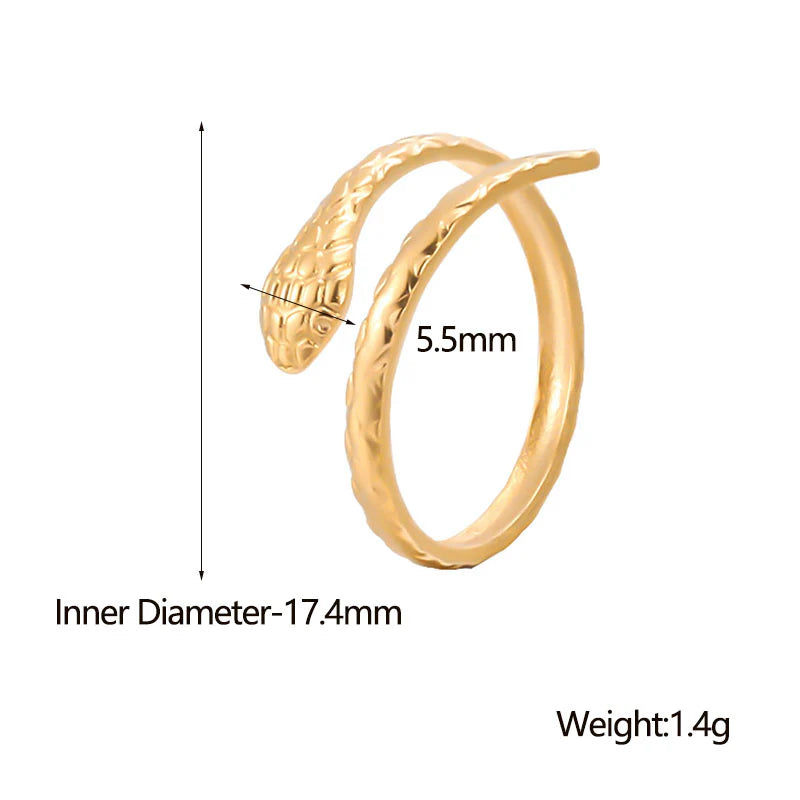 Gold Snake Wrap Ring – Adjustable Serpent-Inspired Statement Jewelry