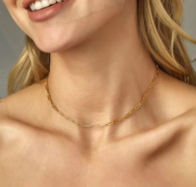 Gold Paperclip Chain Necklace – Elegant and Modern Design