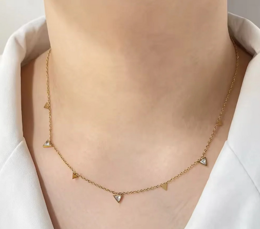Minimalist Gold Triangle Pendant Necklace – Dainty Geometric Jewelry