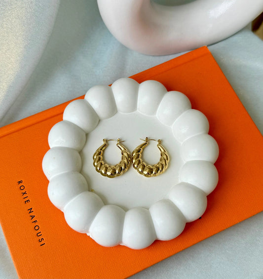 Bold Gold-Tone Twisted Hoop Earrings – Chunky Stainless Steel Spiral Hoops