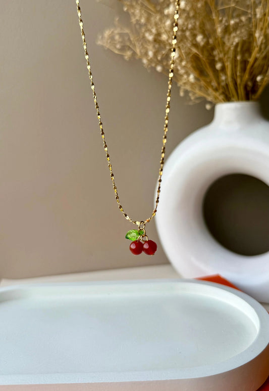 Gold Cherry Pendant Necklace – Cute and Playful Fruit Charm