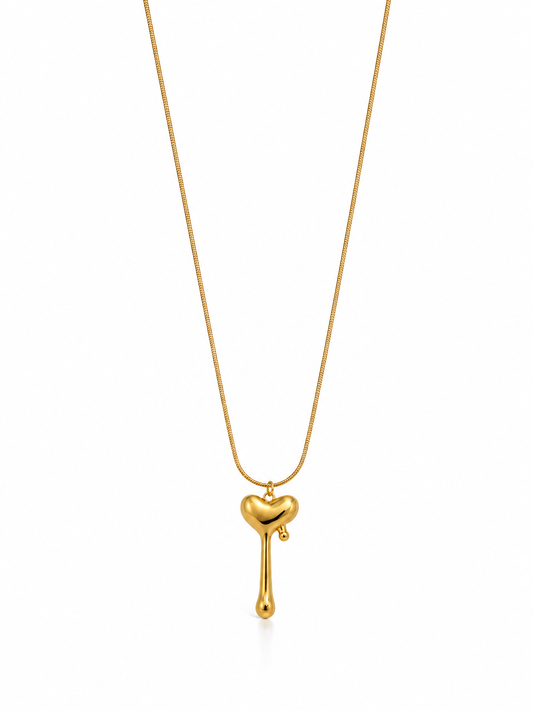 Gold Heart Key Pendant Necklace