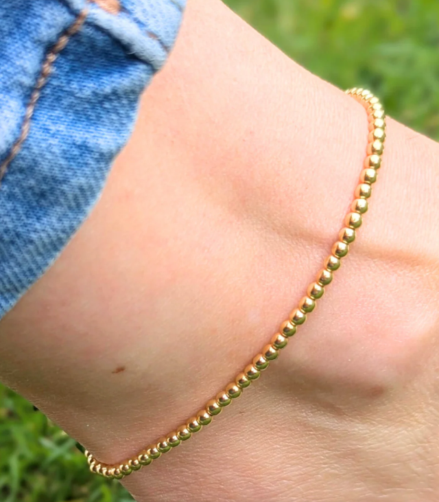 Minimal Gold Ball Chain Anklet for Women (pair)