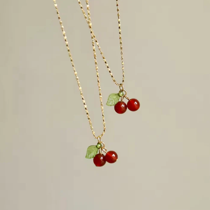 Gold Cherry Pendant Necklace – Cute and Playful Fruit Charm