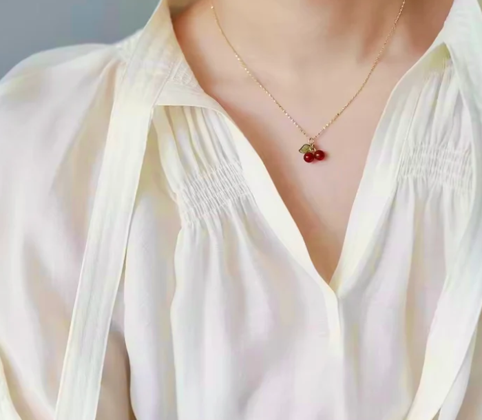Gold Cherry Pendant Necklace – Cute and Playful Fruit Charm