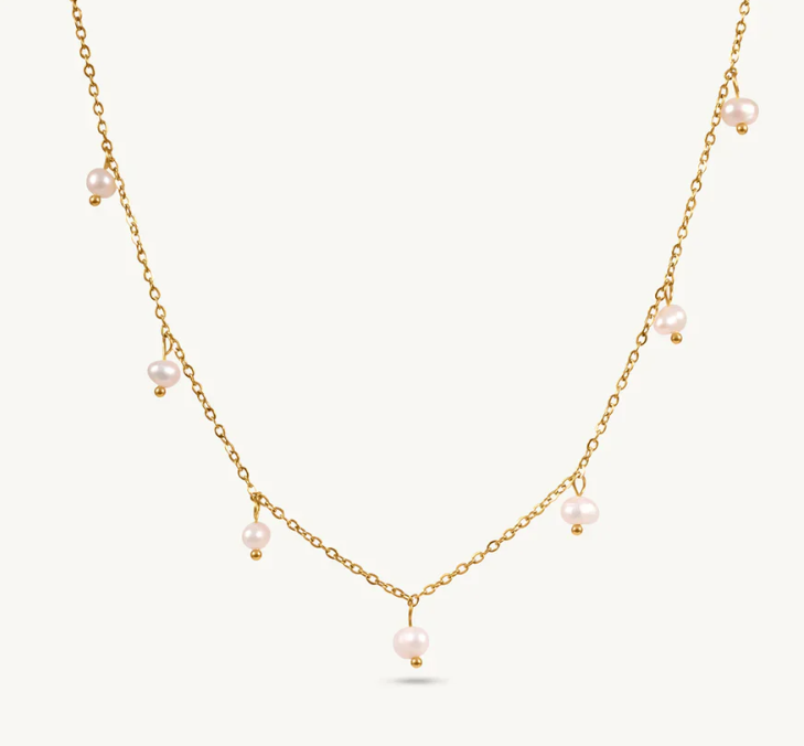 Gold Pearl Drop Necklace – Elegant Pearl Pendant Chain