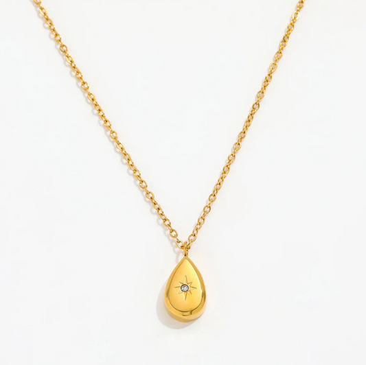 Elegant Gold Teardrop Pendant Necklace – Dainty Minimalist Jewelry
