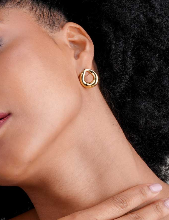 Classic Gold-Plated Stainless Steel Twist Hoop Earrings for Women – Minimalist Chunky Design