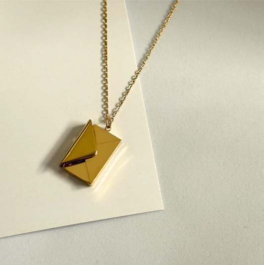 Love You Envelope Pendant Necklace | Gold-Plated Stainless Steel Chain for Women