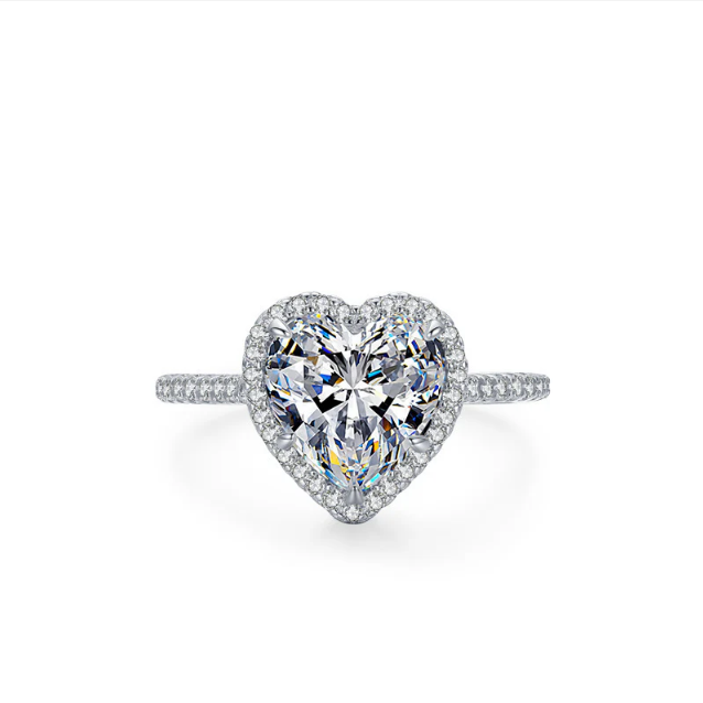 Exquisite Heart-Shaped Diamond Ring (Size 7)