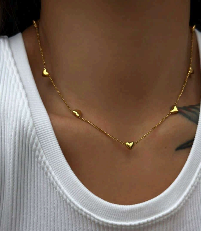 Gold-Plated Heart Chain Necklace for Women | Stainless Steel Minimal Jewelry