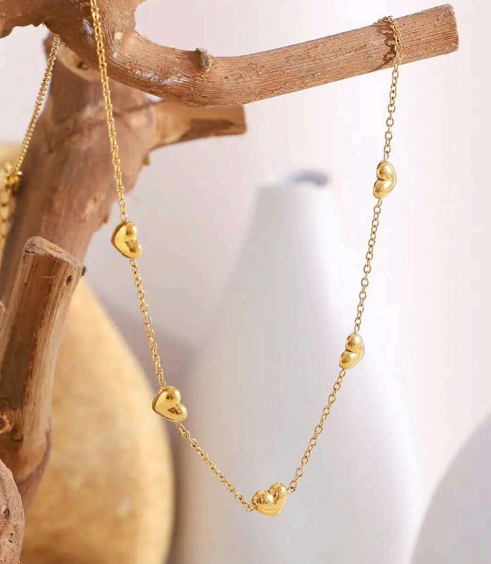 Gold-Plated Heart Chain Necklace for Women | Stainless Steel Minimal Jewelry