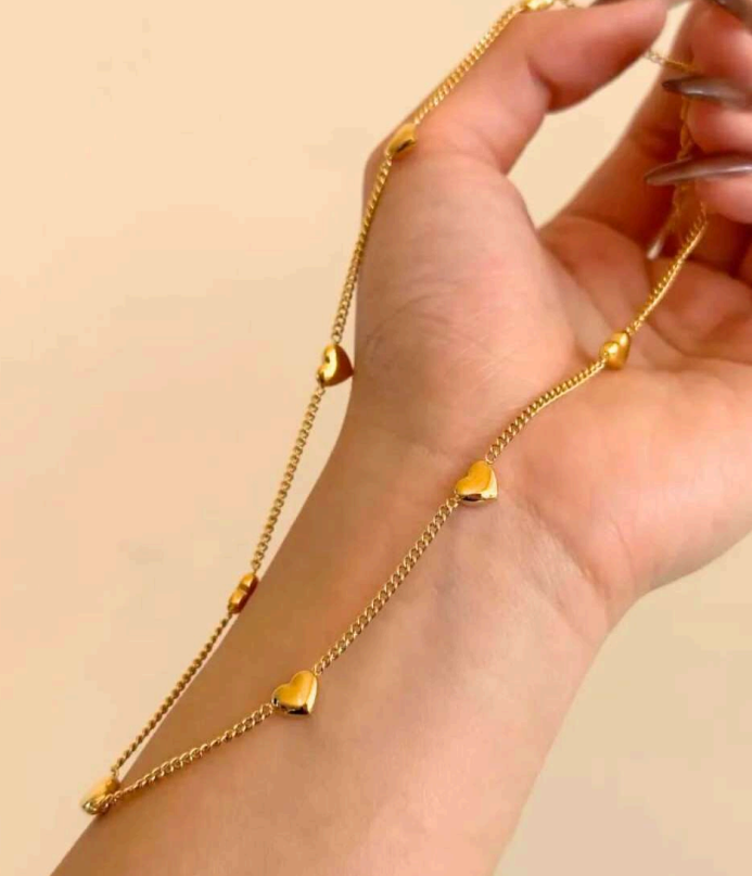 Gold-Plated Heart Chain Necklace for Women | Stainless Steel Minimal Jewelry