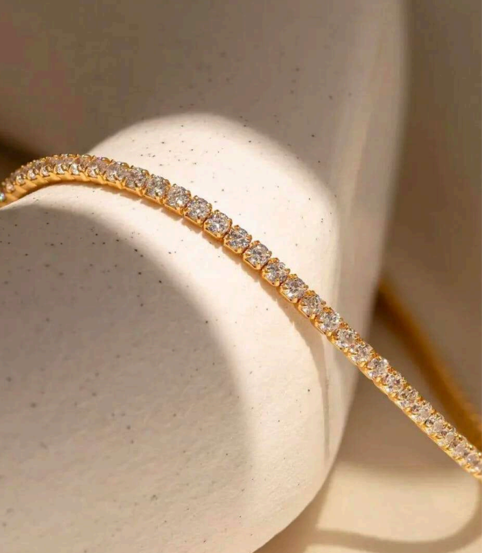 Elegant Diamond Tennis Bracelet | Anti-Tarnish Stainless Steel | Dainty Luxury Jewelry