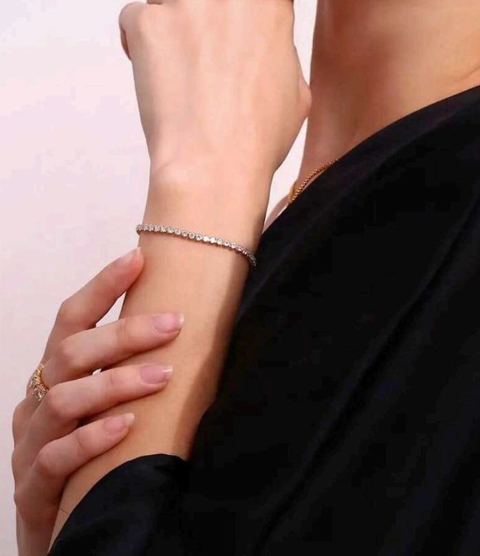 Elegant Diamond Tennis Bracelet | Anti-Tarnish Stainless Steel | Dainty Luxury Jewelry