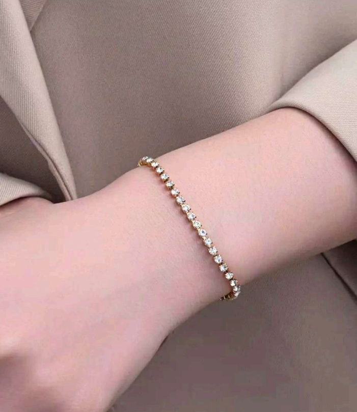 Elegant Diamond Tennis Bracelet | Anti-Tarnish Stainless Steel | Dainty Luxury Jewelry