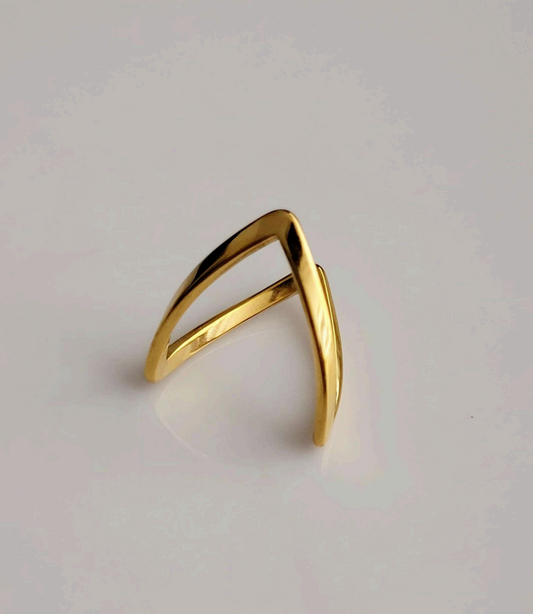 Minimalist Gold V-Shape Ring for Women | Anti-Tarnish Stainless Steel Jewelry