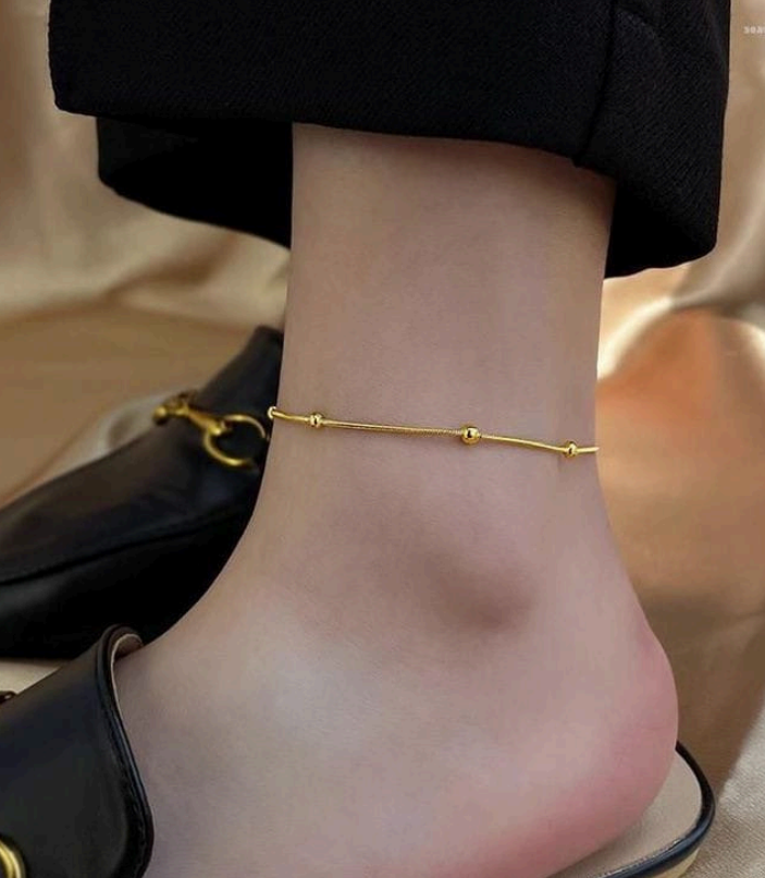 Gold Beaded Anklet | Anti-Tarnish Stainless Steel | Waterproof Dainty Anklet for Women