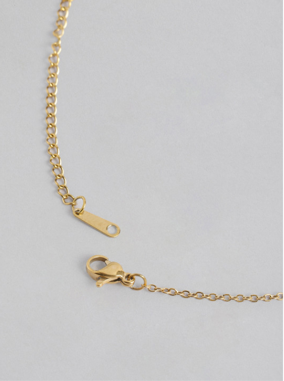 Gold-Plated Key Pendant Necklace with Crystal Detailing