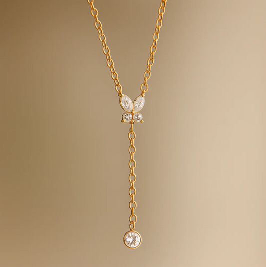 Dainty Gold Drop Necklace | Crystal Pendant | Anti-Tarnish Stainless Steel Jewelry