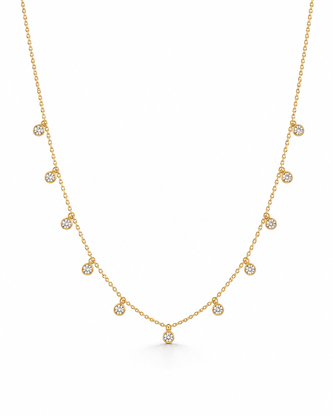 Dainty Gold Charm Necklace with Crystal Drops | Minimal Everyday Necklace