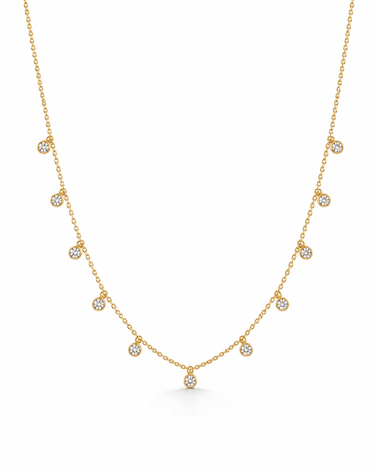 Dainty Gold Charm Necklace with Crystal Drops | Minimal Everyday Necklace