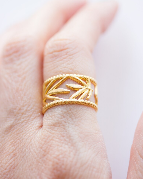 Gold Geometric Ring – Bold and Elegant Statement Design (Size Adjustable)