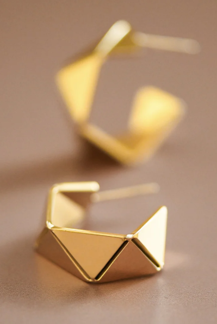 Geometric Hoop Earrings | Stainless Steel Anti-Tarnish 18K Gold Plated Modern Studs