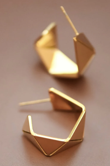 Geometric Hoop Earrings | Stainless Steel Anti-Tarnish 18K Gold Plated Modern Studs