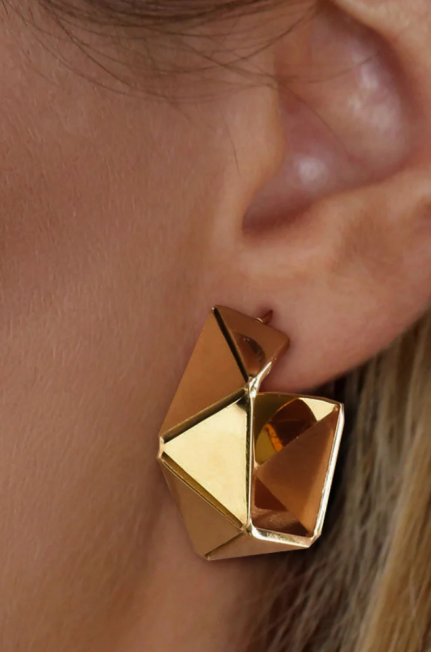 Geometric Hoop Earrings | Stainless Steel Anti-Tarnish 18K Gold Plated Modern Studs