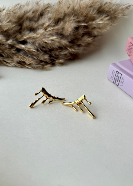 Gold Drip Stud Earrings | Stainless Steel Anti-Tarnish Minimalist Jewelry