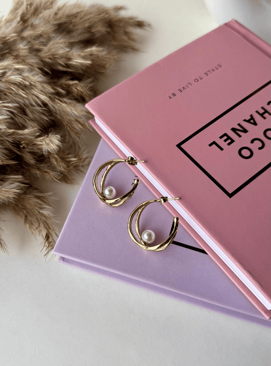 Gold Earrings with Pearl | Stainless Steel Anti-Tarnish Elegant Studs