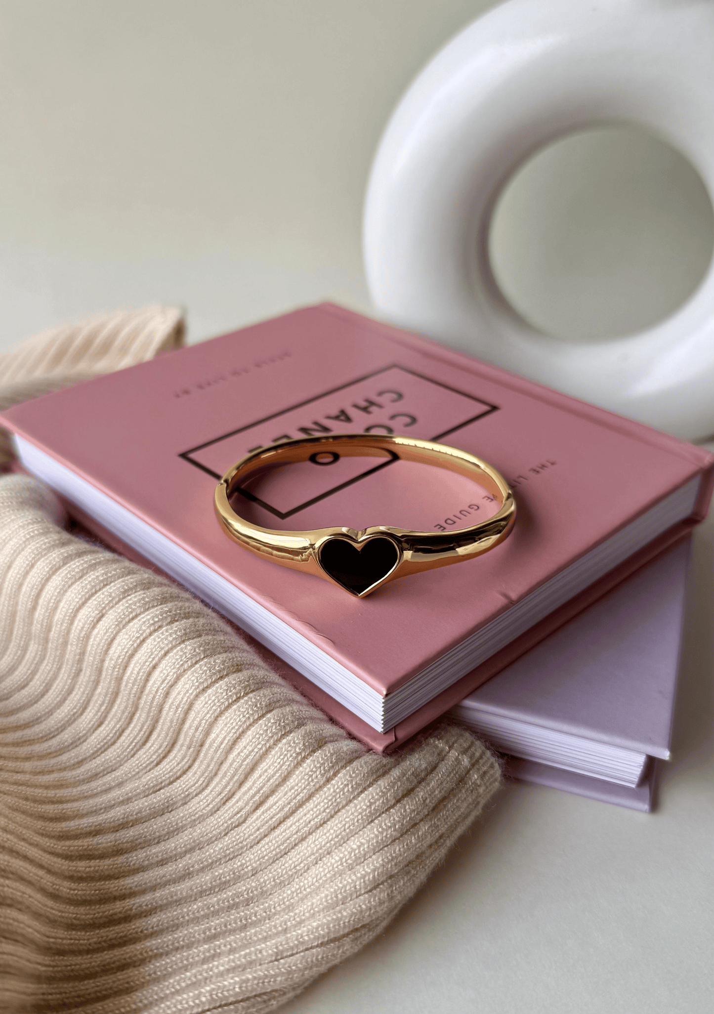 Black Heart Bangle | Stainless Steel Anti-Tarnish 18K Gold Plated Bracelet