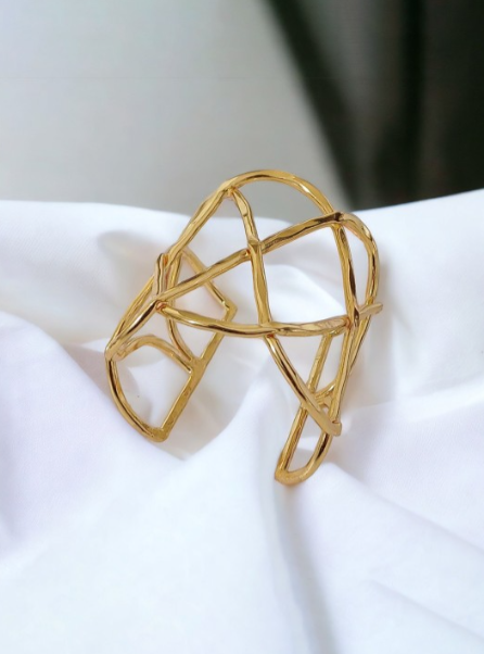 Abstract Open Cuff Bracelet | Anti-Tarnish Statement Bangle