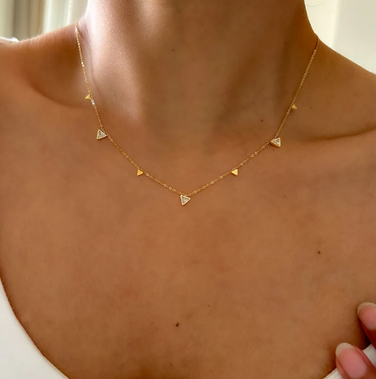 Minimalist Gold Triangle Pendant Necklace – Dainty Geometric Jewelry
