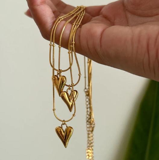 Modern Gold Puff Heart Pendant Necklace – Minimalist Chic Jewelry
