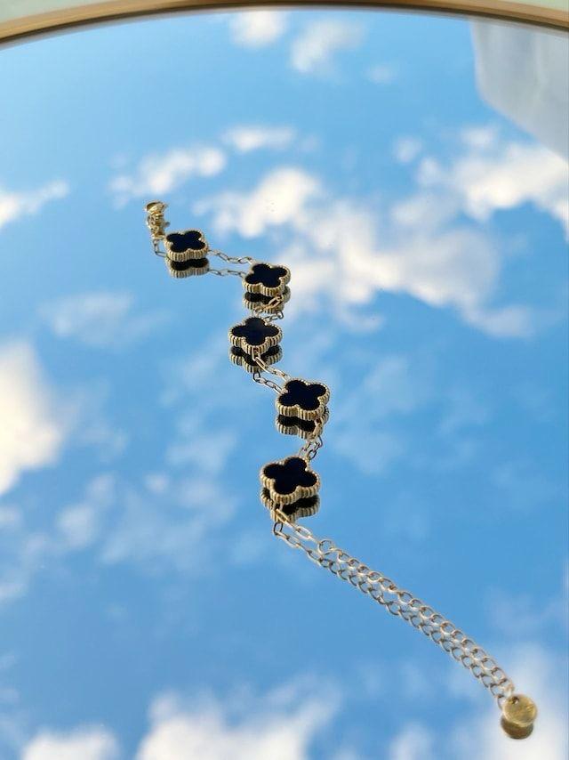 Black Clover Charm Bracelet | Stainless Steel Anti-Tarnish Gold Chain Bracelet