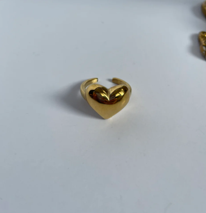 Minimalist Heart Gold Adjustable Ring | Stainless Steel Anti-Tarnish Plated