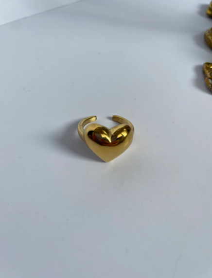 Minimalist Heart Gold Adjustable Ring | Stainless Steel Anti-Tarnish Plated