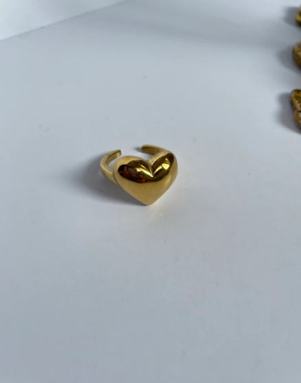 Minimalist Heart Gold Adjustable Ring | Stainless Steel Anti-Tarnish Plated