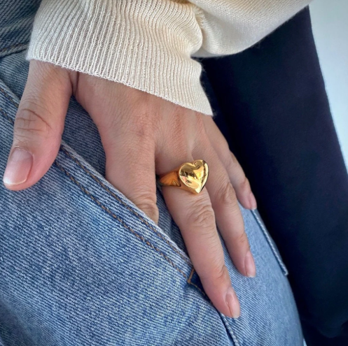 Minimalist Heart Gold Adjustable Ring | Stainless Steel Anti-Tarnish Plated