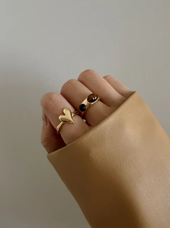 Chunky Heart Adjustable Ring | Stainless Steel Anti-Tarnish Gold Plated