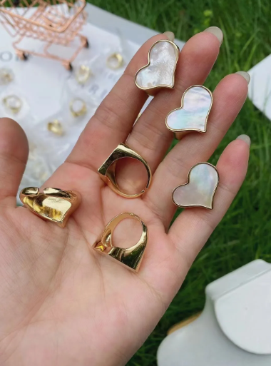 Mother of Pearl Heart Gold Ring | Stainless Steel Anti-Tarnish Adjustable