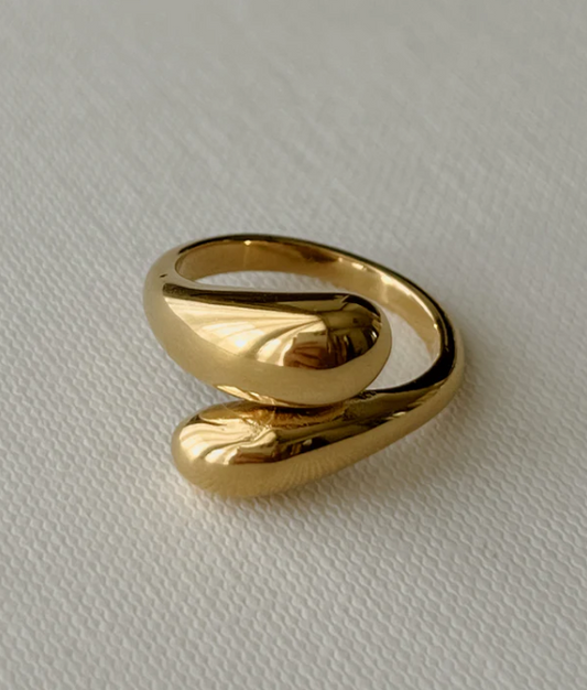 Bold Gold Wrap Ring – Adjustable Stainless Steel Statement Ring