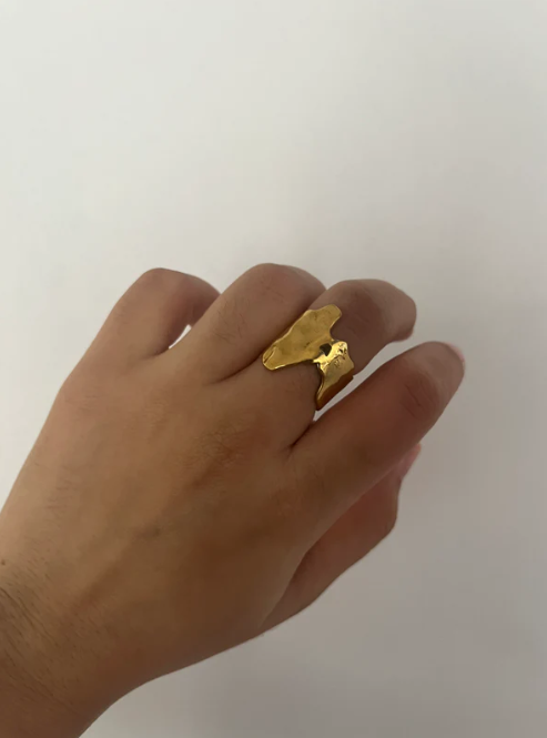Abstract Textured Statement Gold Ring | Stainless Steel Anti-Tarnish Adjustable