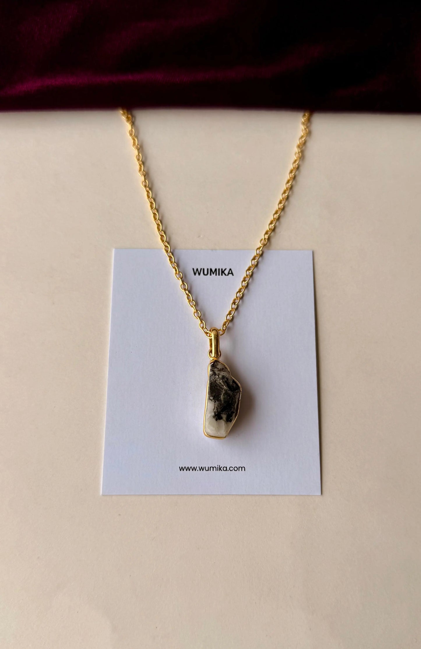 Handmade Brass Necklace with Raw Crystal Gemstone Pendant – Boho Chic Jewelry