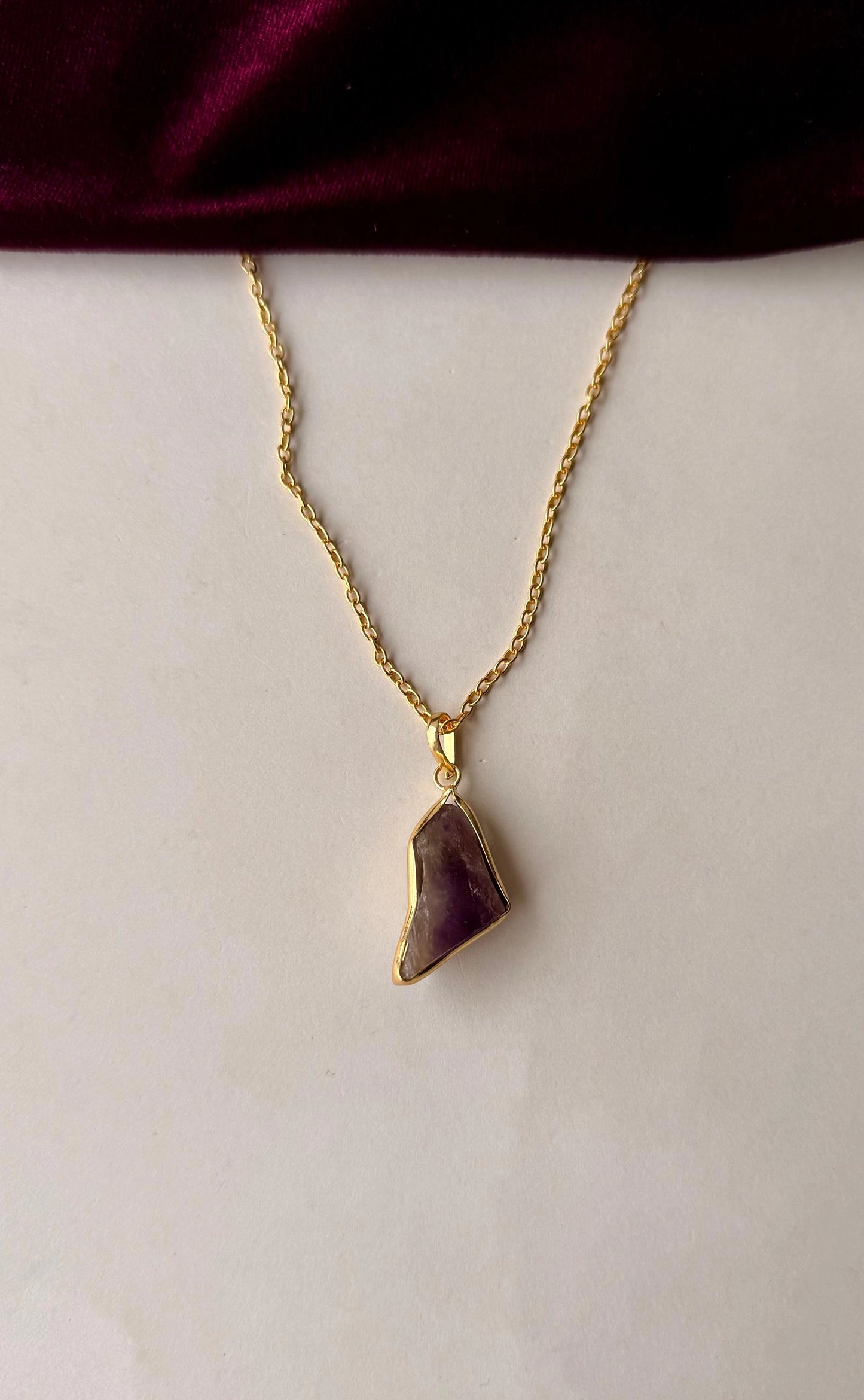 Handmade Brass Necklace with Raw Crystal Gemstone Pendant – Boho Chic Jewelry
