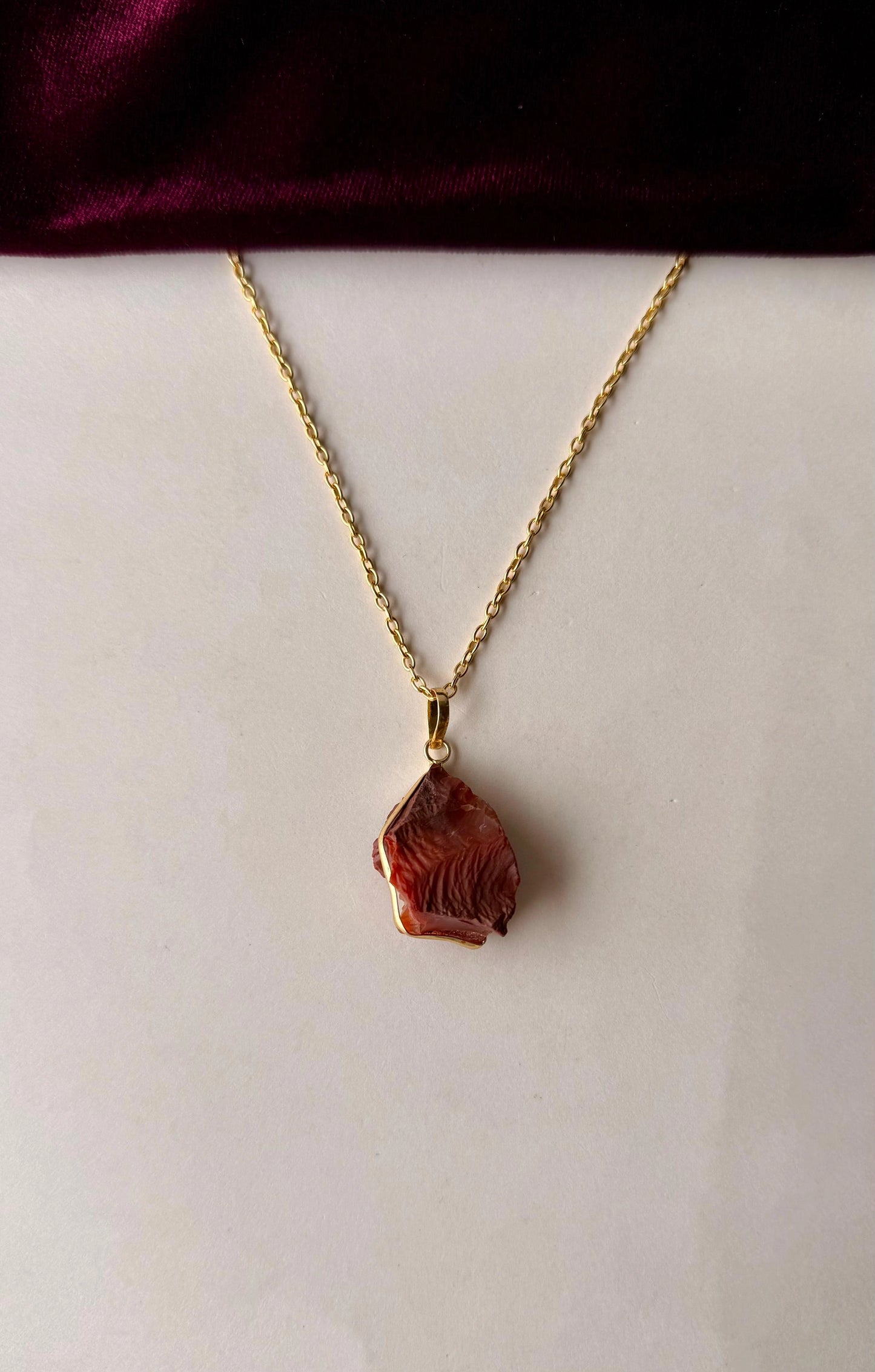 Handmade Brass Necklace with Raw Crystal Gemstone Pendant – Boho Chic Jewelry