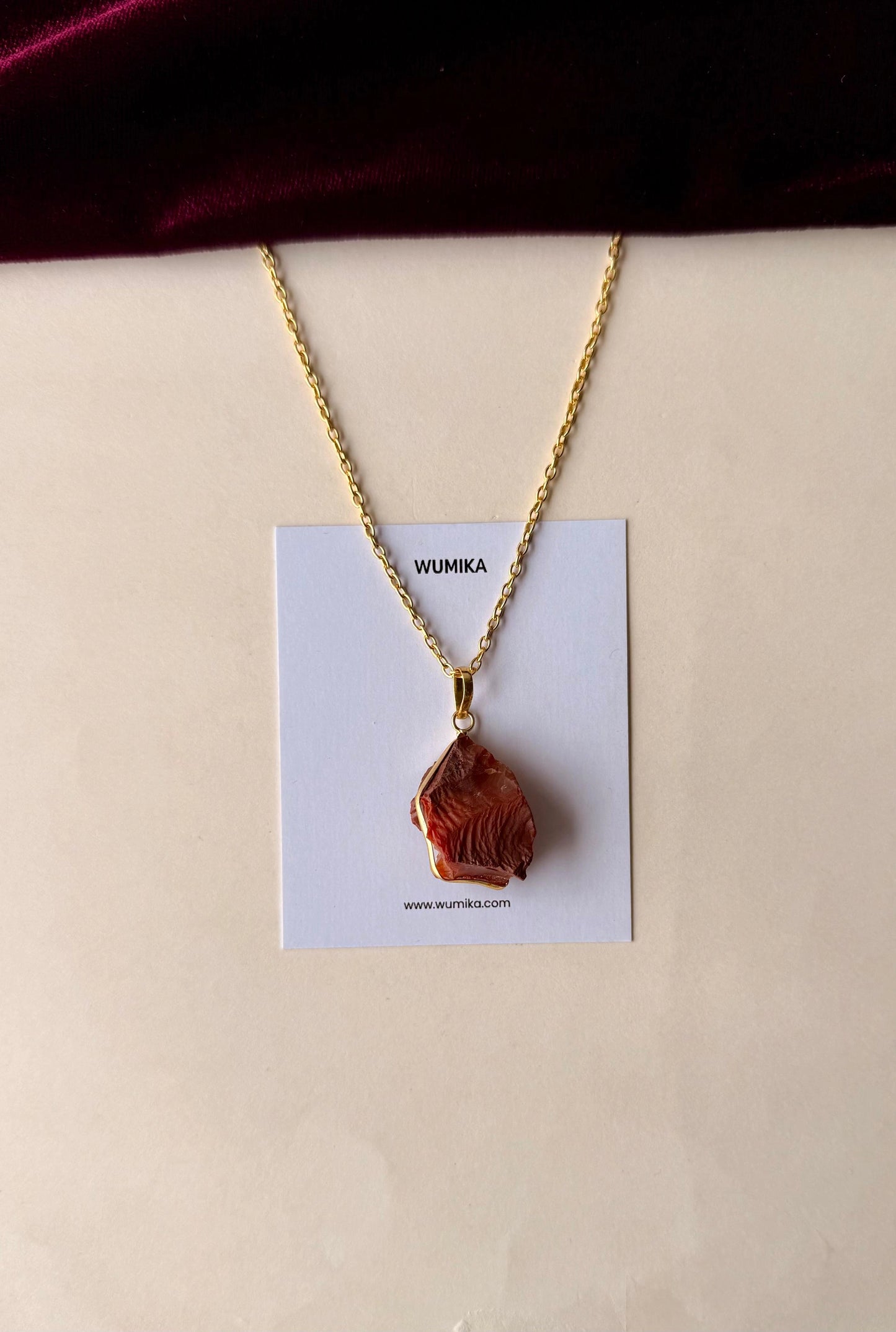 Handmade Brass Necklace with Raw Crystal Gemstone Pendant – Boho Chic Jewelry